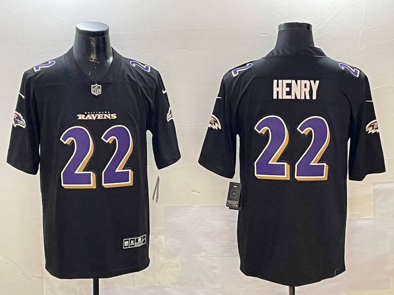 Men's Baltimore Ravens Derrick Henry #22 Carbon Black Jersey